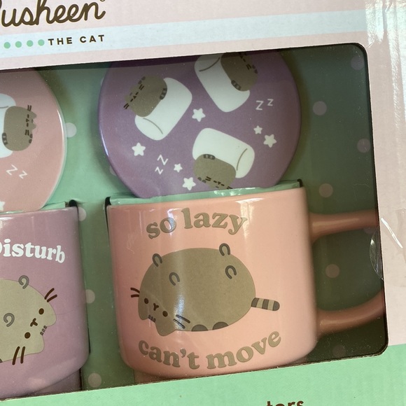 Pusheen stackable ceramic mugs with coasters - Picture 5 of 11